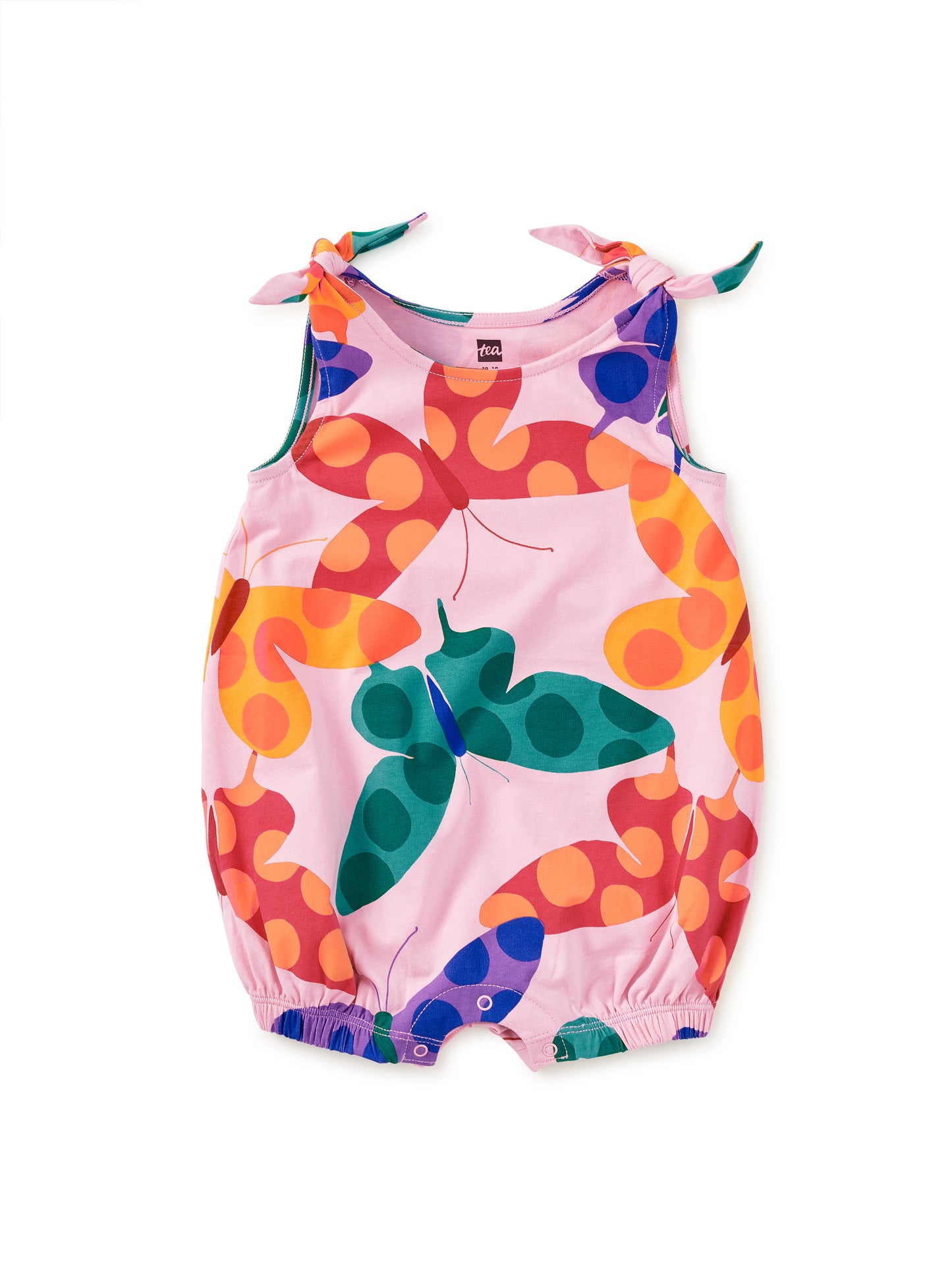 Tea Butterfly Spot | Tie Shoulder Romper