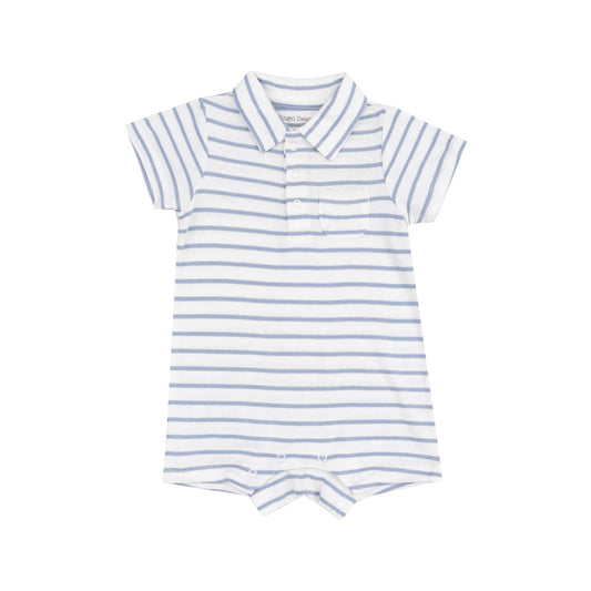 Angel Dear Dusty Blue French Stripe | Polo Shortie