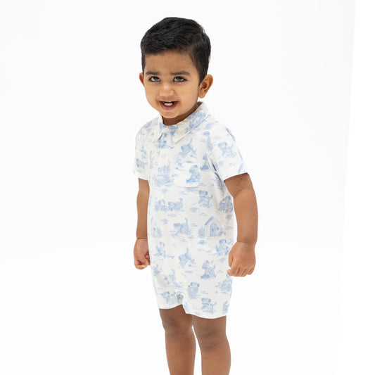 Angel Dear Ivory Blue | Golf Toile Polo Shortie