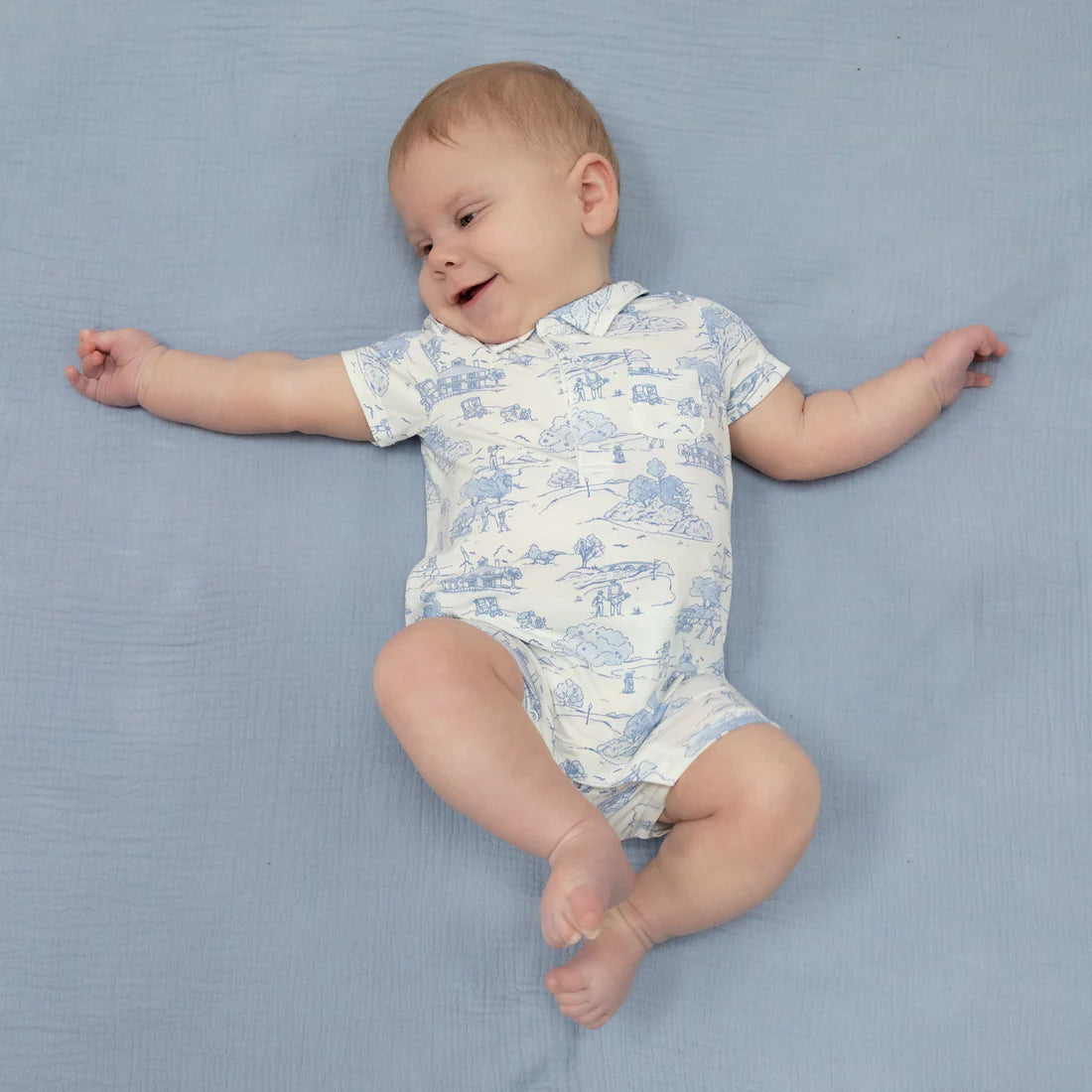 Angel Dear Ivory Blue | Golf Toile Polo Shortie