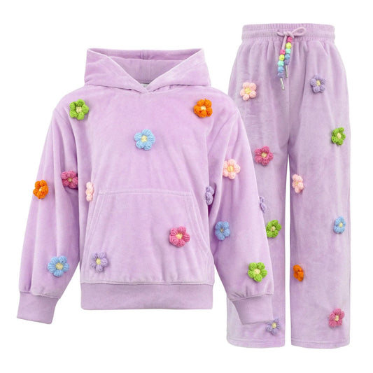 Lola + The Boys Rainbow Daisy | 3D Velour Set