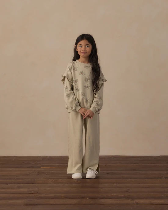 Rylee + Cru Pistachio Big Daisy | Ruffle Sweatshirt
