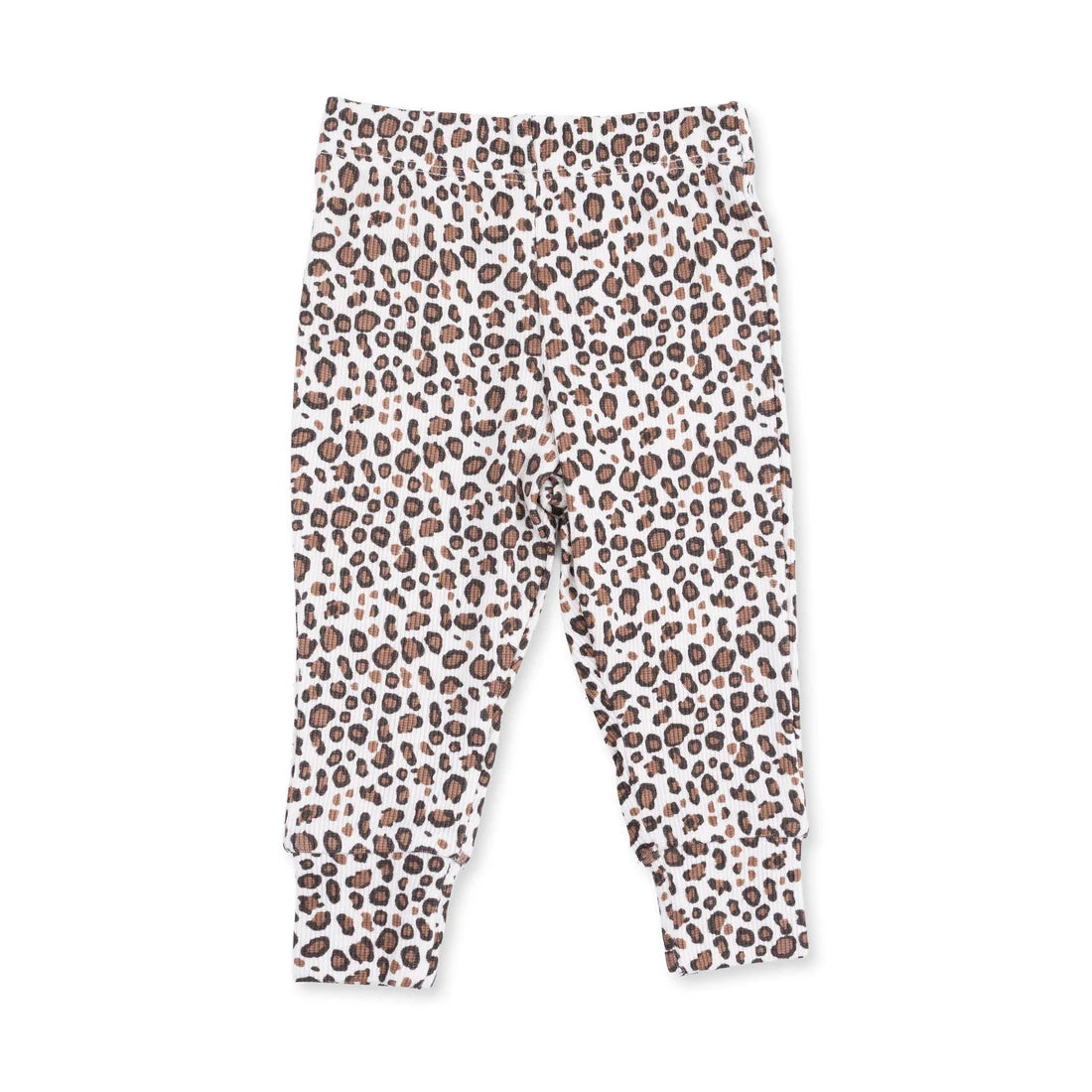 Angel Dear Beige Brown | Leopard French Terry Ruffle Sweatshirt & Rib Legging Set