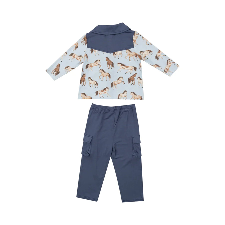 Angel Dear Horses | Button-Down & Pant Set