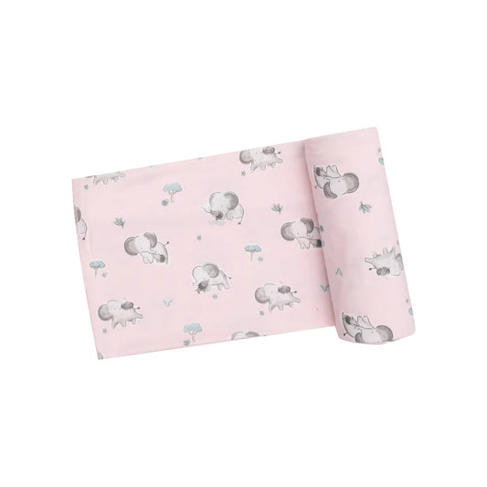 Angel Dear Gray Elephants | Pink Swaddle Blanket