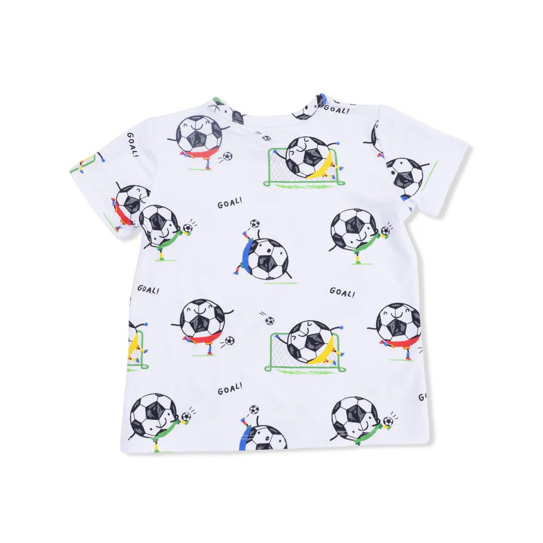 Angel Dear White Blue | Soccer Balls Playing Soccer Crew Neck Tee with Cargo Short Set