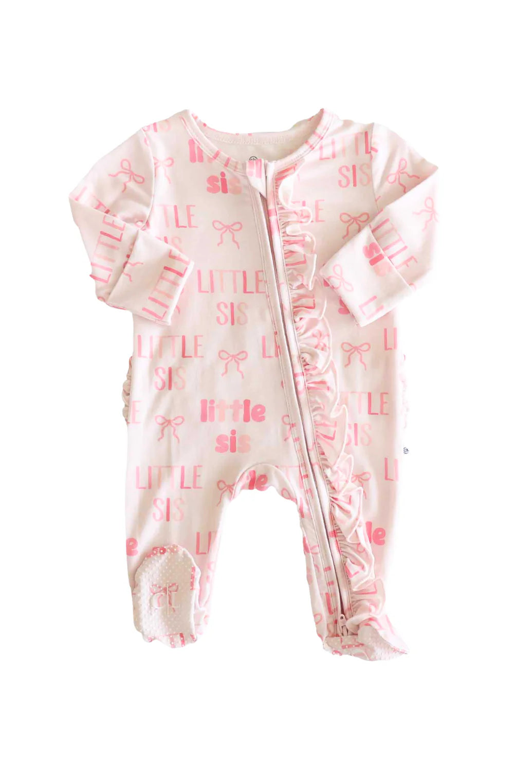 Caden Lane Pink | Little Sis Ruffle Zipper Footie