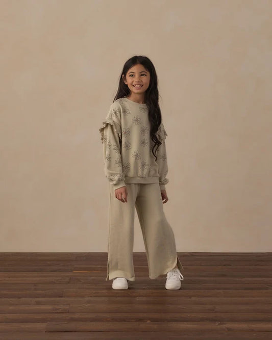 Rylee + Cru Pistachio Big Daisy | Ruffle Sweatshirt