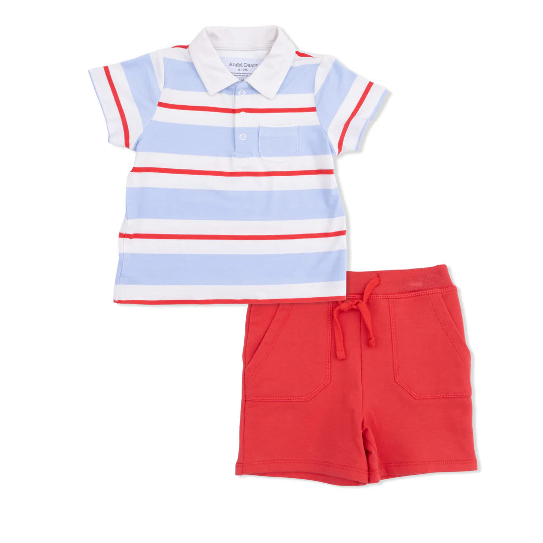 Angel Dear Blue & Red | Preppy Rugby Polo with Everyday Short Set