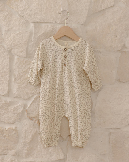 Quincy Mae Ivory Floret | Henley Bubble Jumpsuit