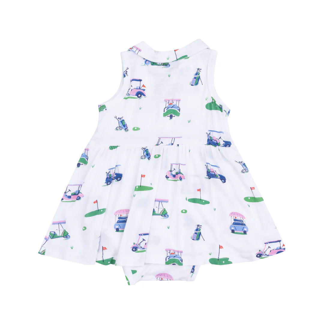 Angel Dear Pink Vintage Golf Carts | Polo Collar Bodysuit Dress