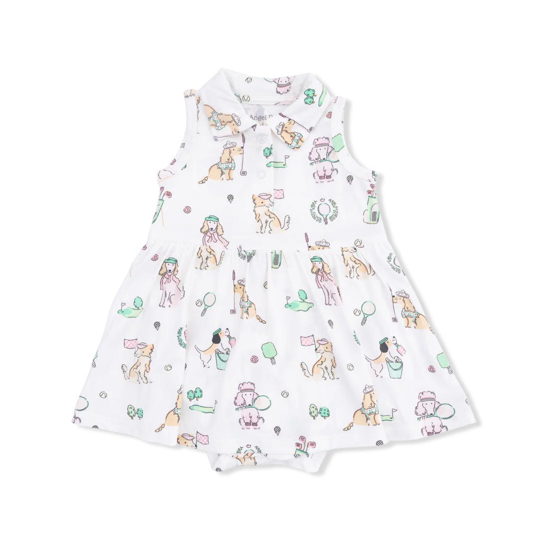 Angel Dear Ivory & Green | Pink Country Club Dogs Polo Tennis Dress