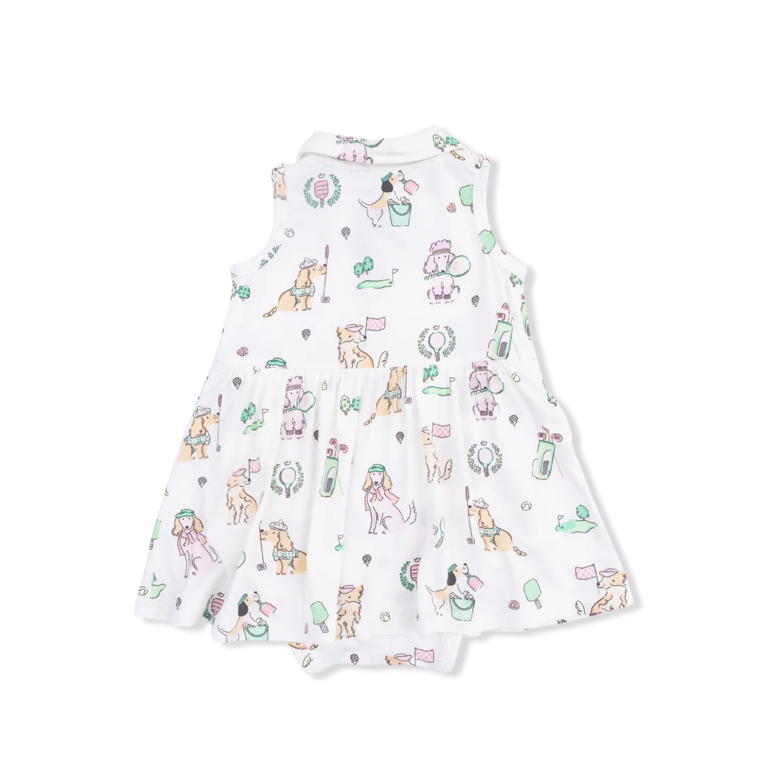 Angel Dear Ivory & Green | Pink Country Club Dogs Polo Tennis Dress