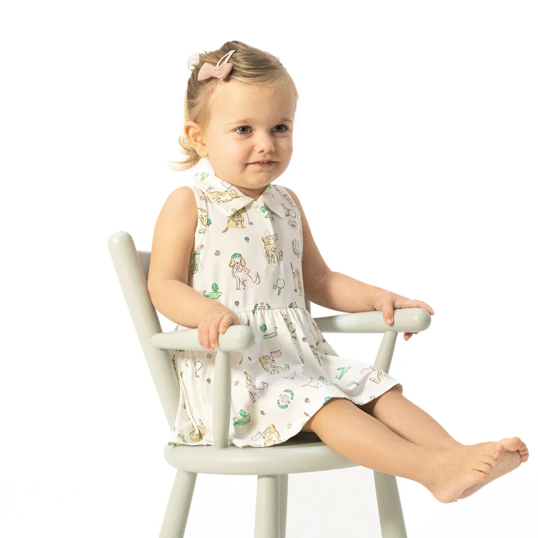 Angel Dear Ivory & Green | Pink Country Club Dogs Polo Tennis Dress