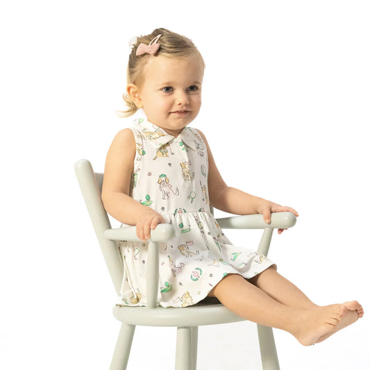 Angel Dear Ivory & Green | Pink Country Club Dogs Polo Tennis Dress
