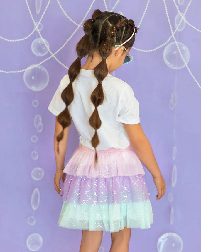 Sweet Wink White | Mermaid Pearl Patch Short Sleeve T-Shirt