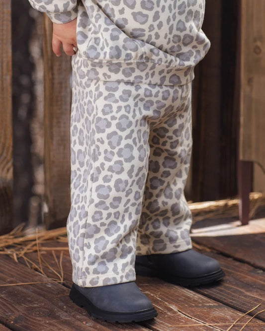 Rylee + Cru Natural Blue Leopard | Wide Leg Sweatpant
