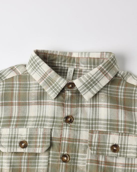 Rylee + Cru Olive | Dobby Plaid Pocketed Corduroy Shirt