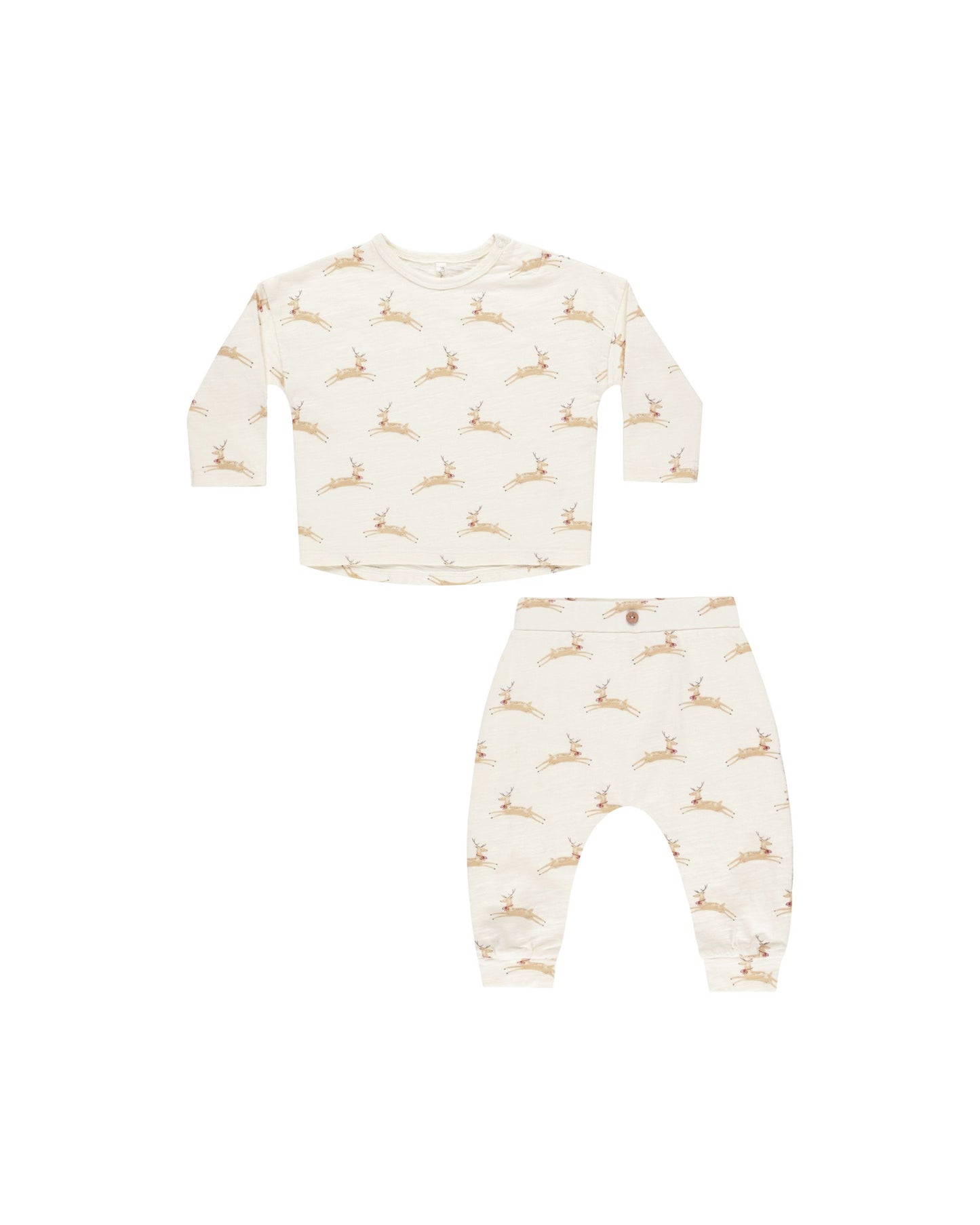 Rylee + Cru Ivory Reindeer | Long Sleeve Tee + Pant Set