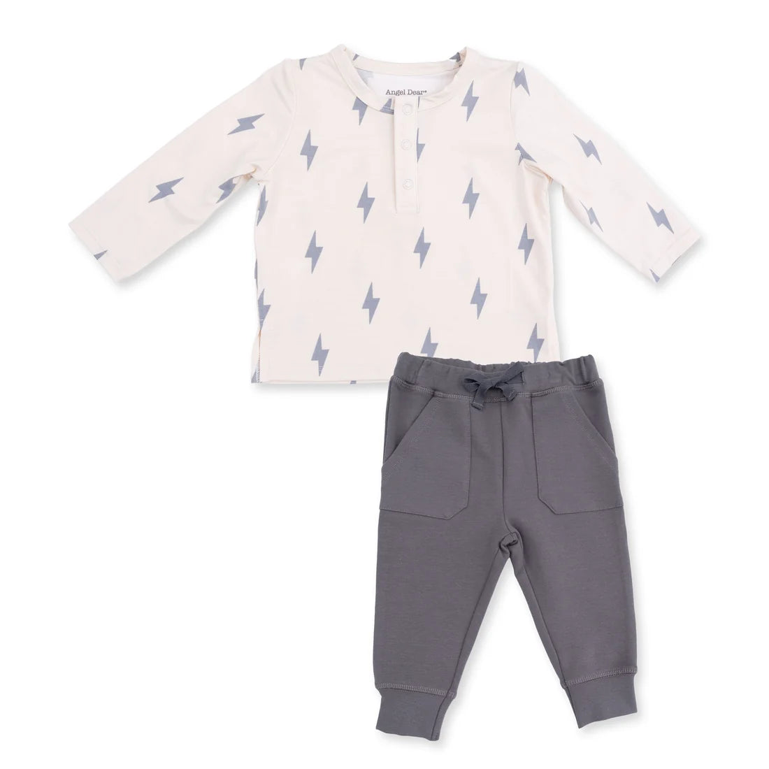 Angel Dear Beige | Lightning Bolt Viscose Long Sleeve Henley