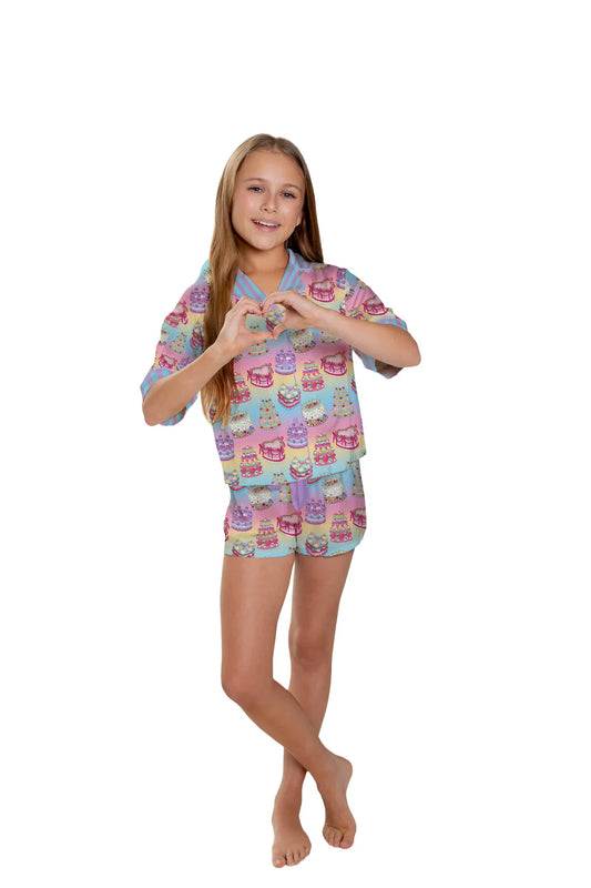 Sunshine Society It's My Party | Silky Short Sleeve With Shorts Set