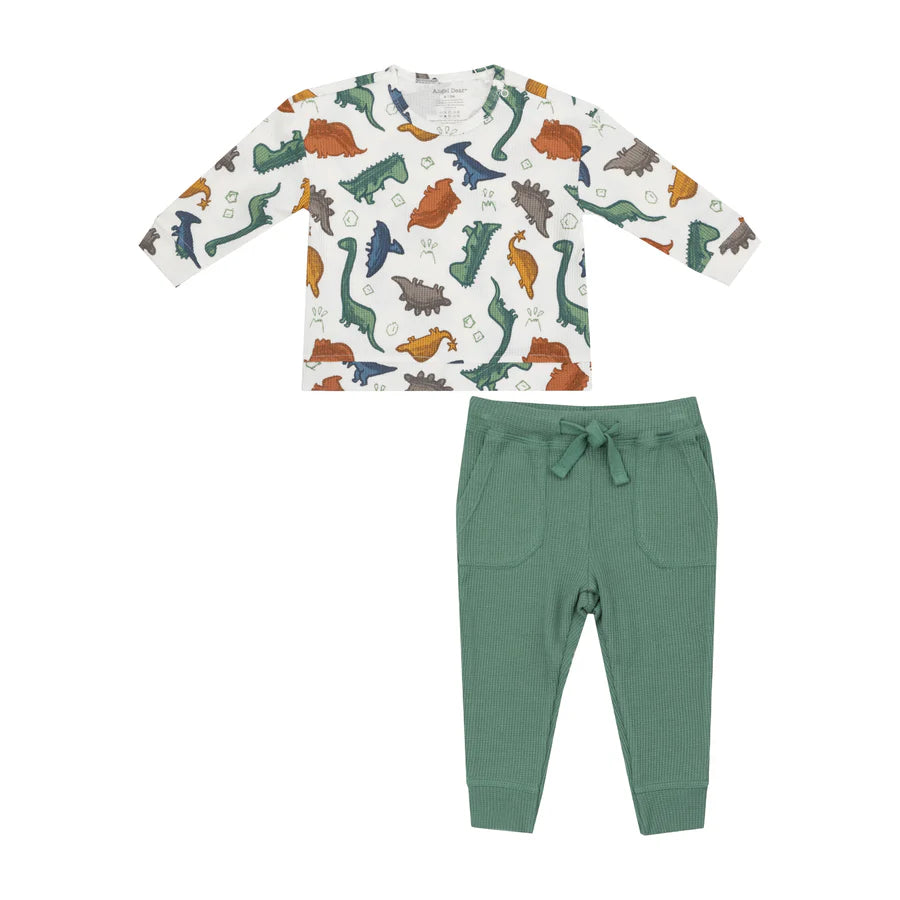 Angel Dear Green | Dino Rocks Sweatshirt + Jogger Set