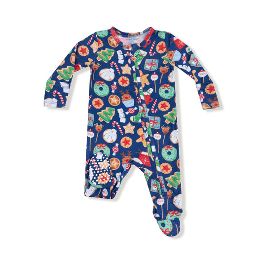 Angel Dear Navy Christmas Treats | 2 Way Zipper Footie