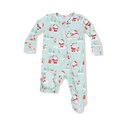 Angel Dear Green Golfing Santa and Elves | 2 Way Zipper Footie