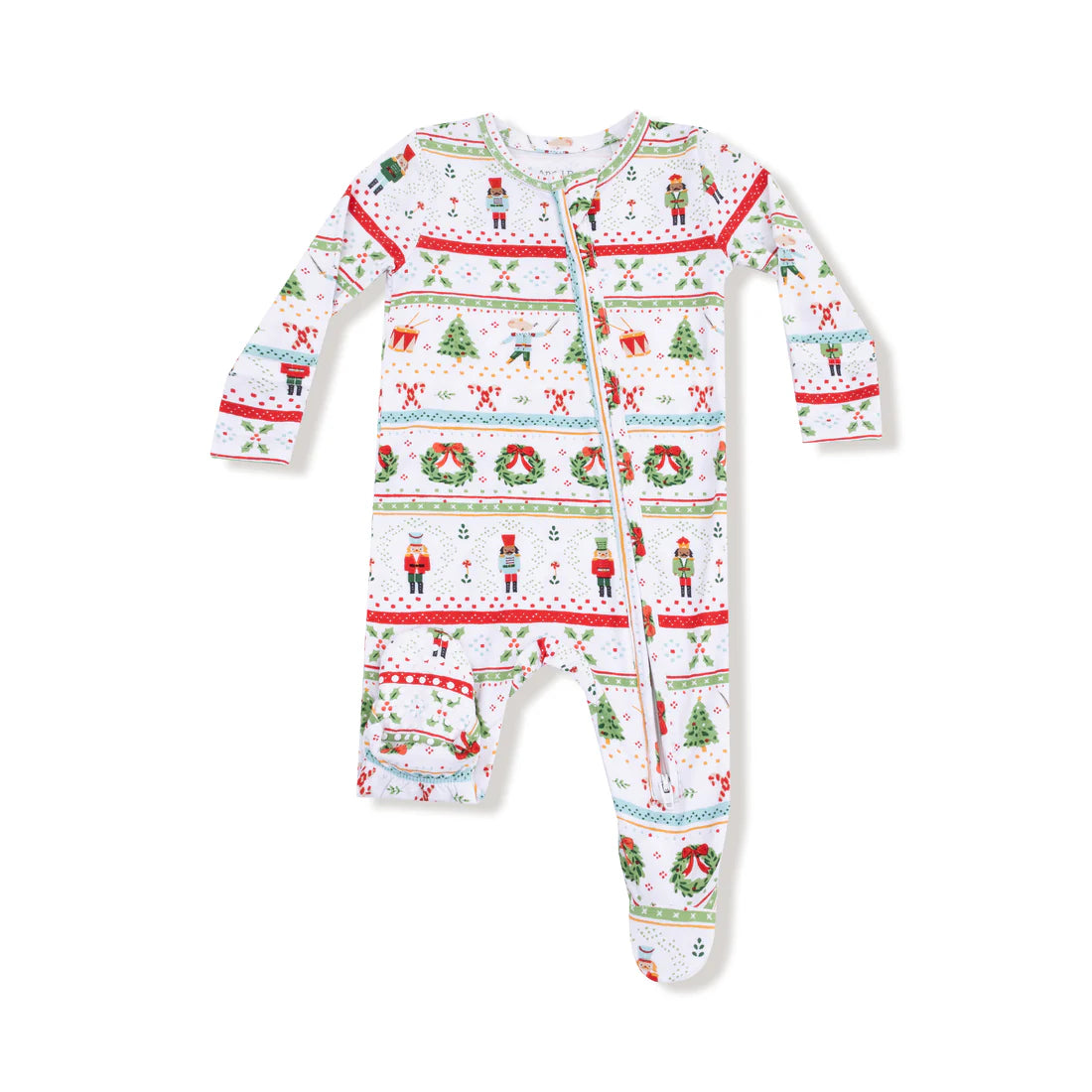 Angel Dear White Nutcracker Fair Isle | 2 Way Zipper Footie