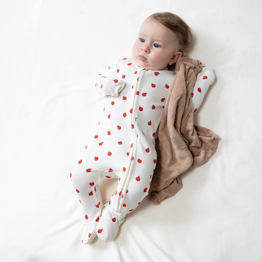 Angel Dear Ivory Tiny Apples | 2 Way Zipper Footie