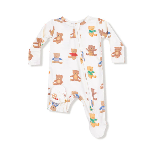 Angel Dear Ivory Teddy Bear | 2 Way Zipper Footie