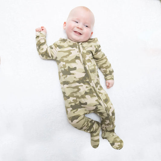 Angel Dear Green | Camo 2 Way Zipper Footie