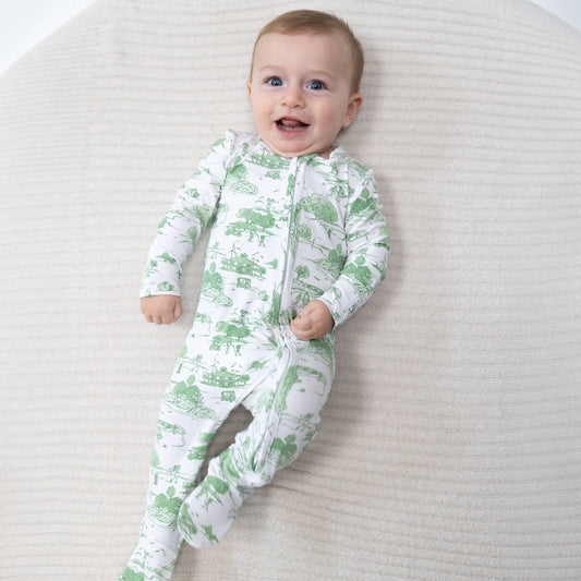 Angel Dear White Green | Golf Toile 2 Way Zipper Footie