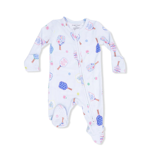 Angel Dear Blue | Floral Pickleball 2 Way Zipper Footie