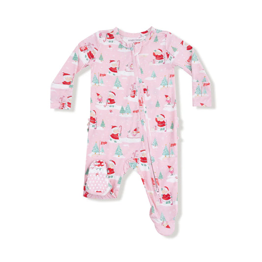 Angel Dear Green Golfing Mrs. Claus and Elves | 2 Way Zipper Ruffle Back Footie