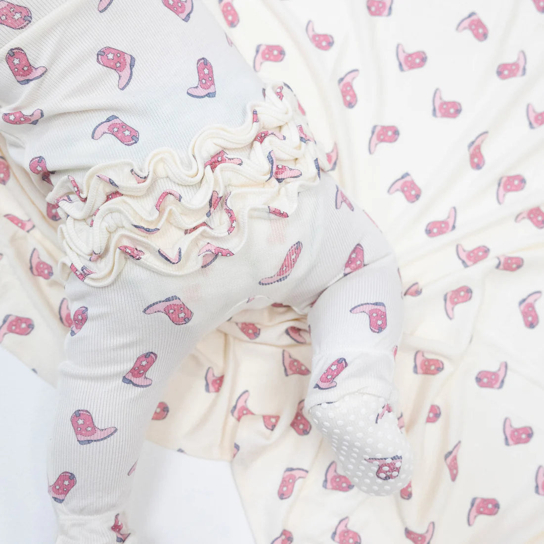 Angel Dear Petite Cowgirl Boots | 2 Way Zipper Ruffle Footie