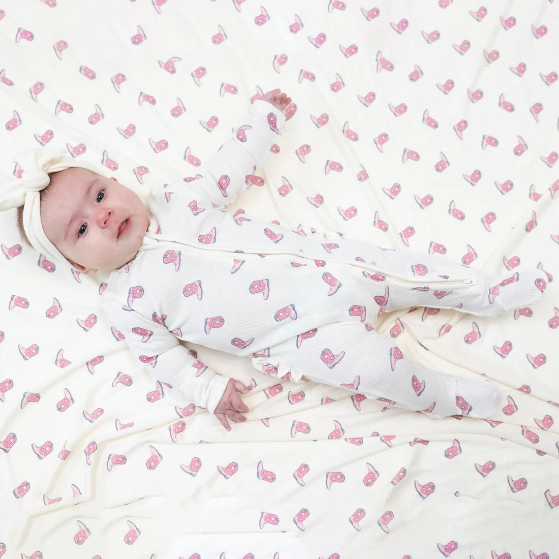 Angel Dear Petite Cowgirl Boots | 2 Way Zipper Ruffle Footie