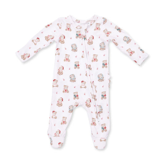Angel Dear Pink | Christmas Teddy Bears 2 Way Ruffle Back Zipper Footie