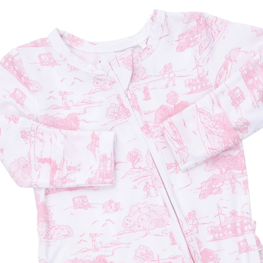 Angel Dear White Pink | Golf Toile 2 Way Zipper Ruffle Footie