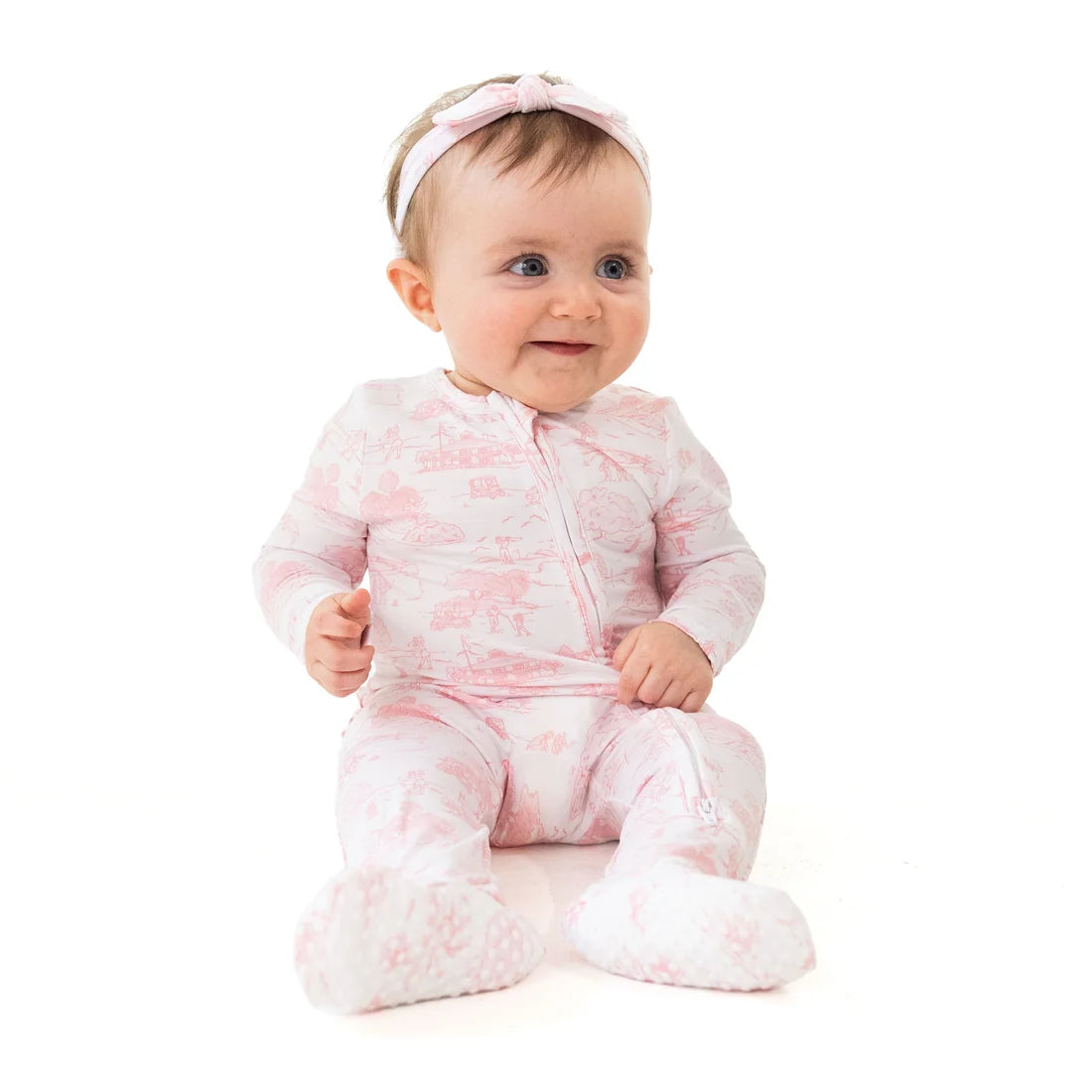 Angel Dear White Pink | Golf Toile 2 Way Zipper Ruffle Footie