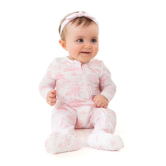 Angel Dear White Pink | Golf Toile 2 Way Zipper Ruffle Footie
