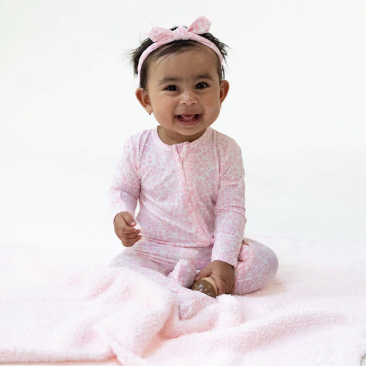 Angel Dear Ivory Pink | Baby Woodland 2 Way Ruffle Back Zipper Footie