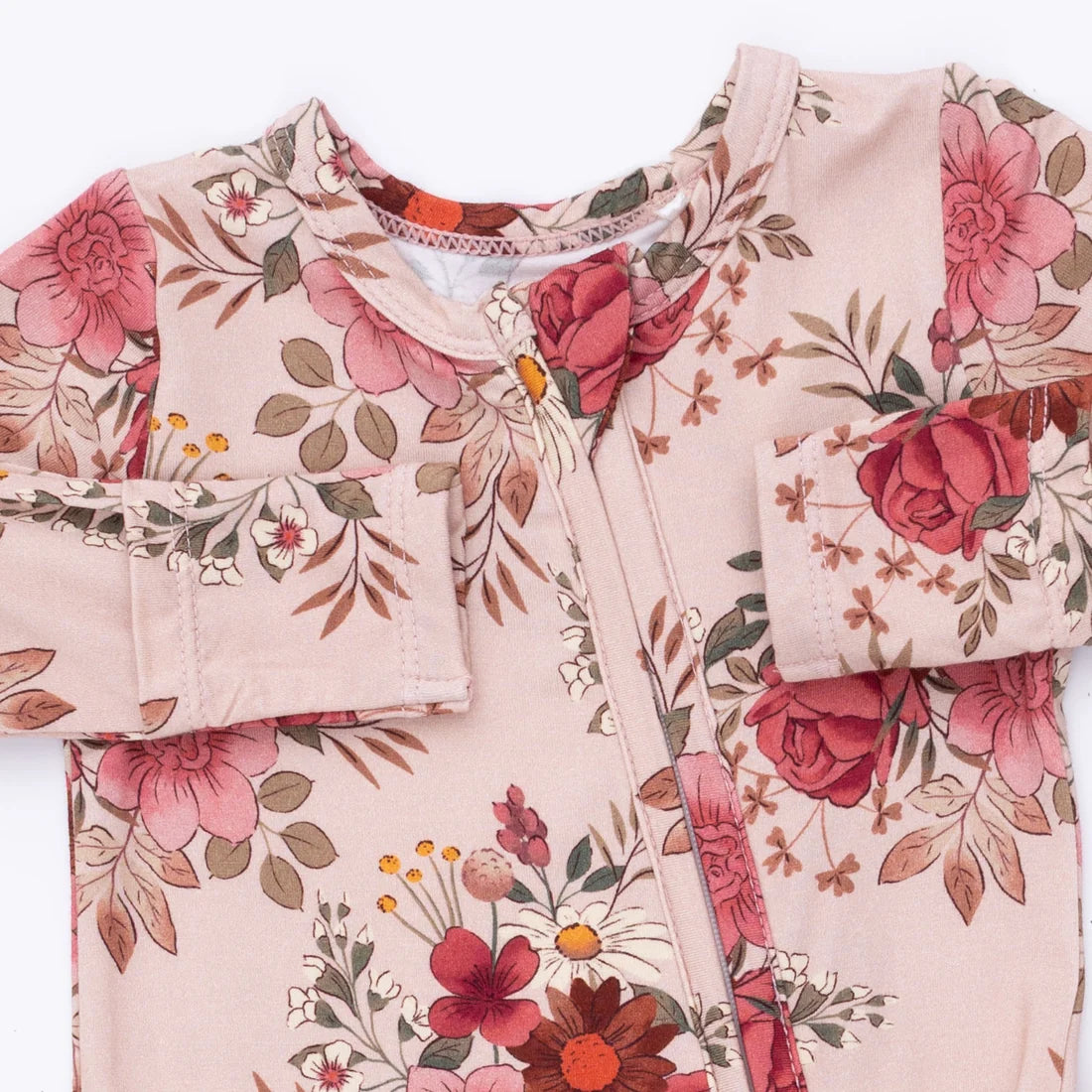 Angel Dear Pink | Sabrina Floral 2 Way Ruffle Back Zipper Footie