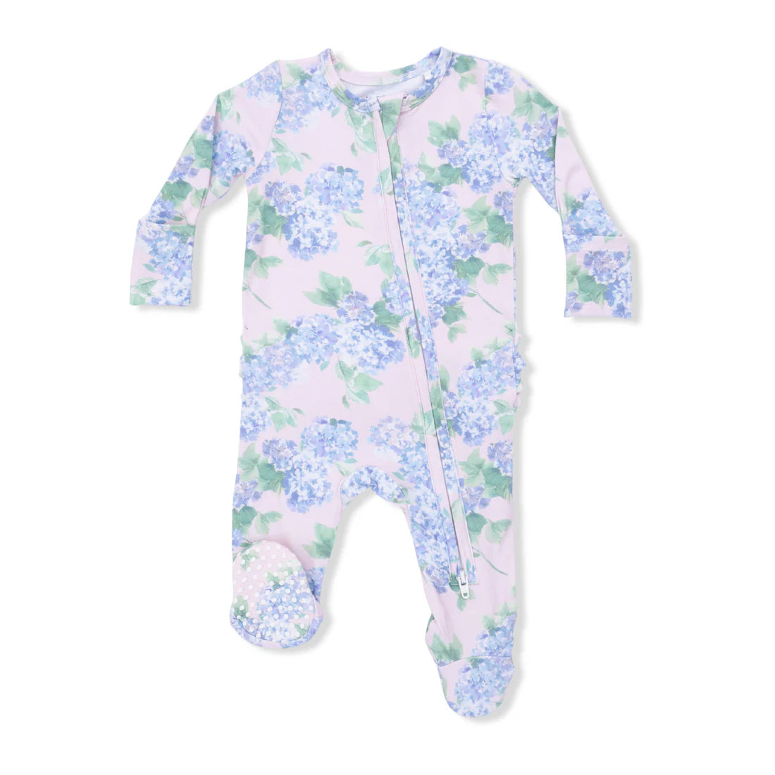 Angel Dear Pink & Blue | Hydrangeas 2 Way Ruffle Back Zipper Footie