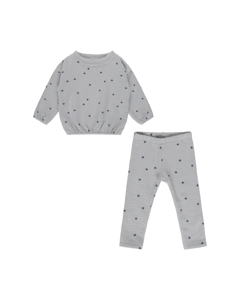 Rylee + Cru Blue Stars | Spongy Knit Set