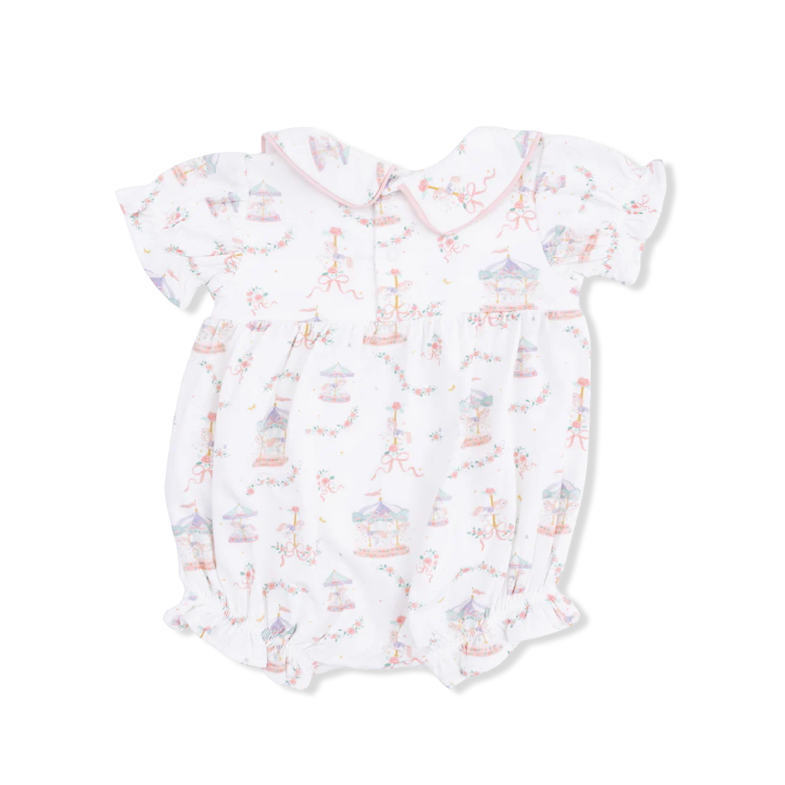 Angel Dear Ivory | Carousel with Bows Classic Puff Sleeve Babydoll Bubble