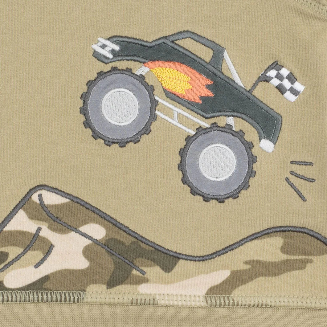 Angel Dear Green | Drop Sleeve Sweatshirt and Camo French Terry Jogger Pant Set