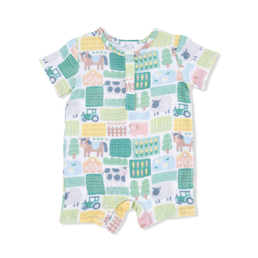 Angel Dear Green | Patchwork Farm Henley Shortall Romper