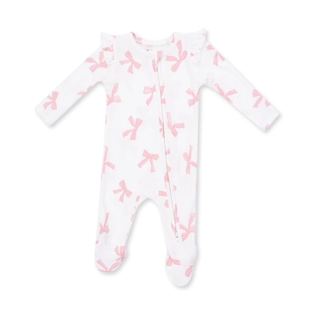 Angel Dear Ivory | Pretty Bows 2 Way Ruffle Sleeve Zipper Footie