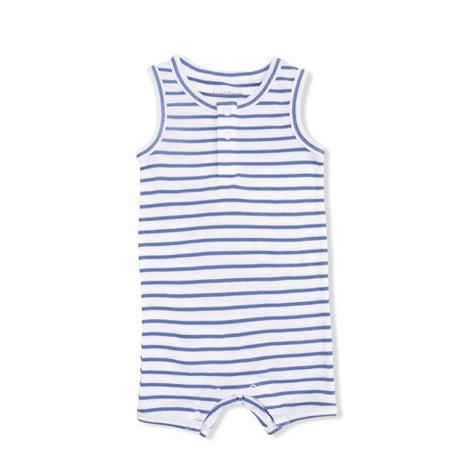 Angel Dear Ivory | Navy Stripe Henley Shortie Romper